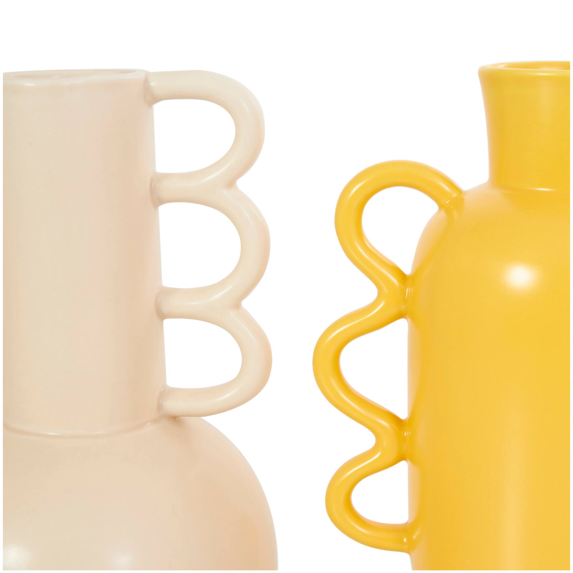 CosmoLiving by Cosmopolitan Geometric Wavy Handles Ceramic Vase Set